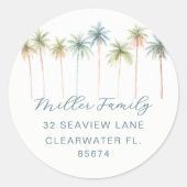 Tropische palmboom retouradres sticker (Voorkant)