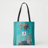 Tropische Palmboom Retro Sfeer Monogram Tote Bag (Voorkant)