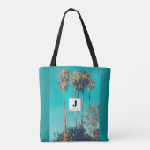 Tropische Palmboom Retro Sfeer Monogram Tote Bag (Achterkant)