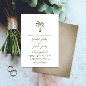Tropische Palmboom Retro Strand Bruiloft Kaart