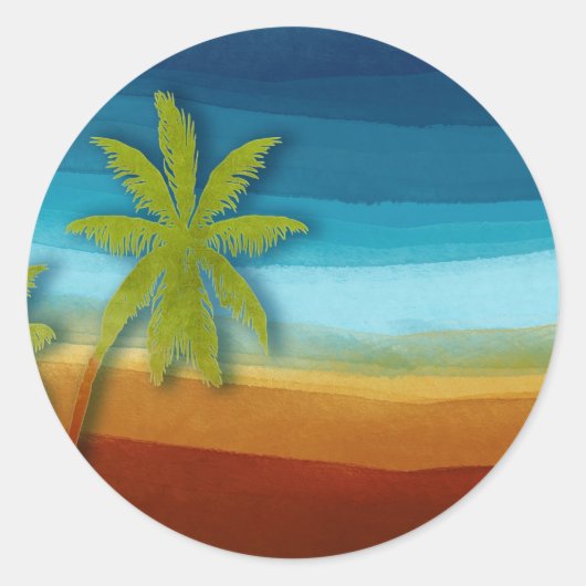 Tropische palmboom ronde sticker (Voorkant)
