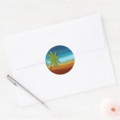Tropische palmboom ronde sticker (Envelop)