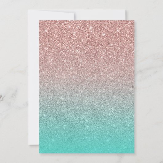 Tropische palmboom Roos Gold Glitter Kaart (Achterkant)