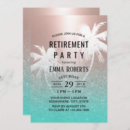 Tropische palmboom Roos goud en Blauwgroen Kaart (Voorkant / Achterkant)