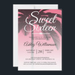 Tropische Palmboom Roze Sweet 16 16de Verjaardag Kaart<br><div class="desc">Een chic modern tropisch roze ombre ontwerp Sweet 16 verjaardagsuitnodiging met een achtergrond van palmbomen. Het heldere roze vervaagt naar een witte achtergrond. De tekst "Sweet Sixteen" in het wit is geschreven in modern schrift. Elegante uitnodiging voor een 16e verjaardagsfeest voor een glamoureuze Sweet Sixteen, perfect voor haar, de fashionista...</div>
