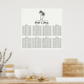 Tropische palmboom rustieke bruiloft zitgrafiek poster (Keuken)