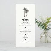 Tropische palmboom rustieke kust bruiloft menu (Staand voorkant)