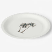 Tropische Palmboom Rustieke Kust Bruiloft Papieren Bordje (Gekanteld)
