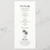 Tropische palmboom rustieke kust bruiloft programm programmakaart (Achterkant)