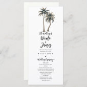 Tropische palmboom rustieke kust bruiloft programm programmakaart (Voorkant / Achterkant)