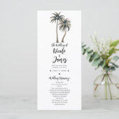 Tropische palmboom rustieke kust bruiloft programm programmakaart (Staand voorkant)