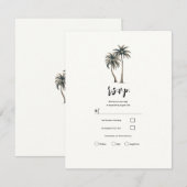 Tropische Palmboom Rustieke Kust Bruiloft RSVP Kaart (Voorkant / Achterkant)