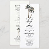 Tropische palmboom rustieke kust bruiloftsprogramm programmakaart (Voorkant / Achterkant)