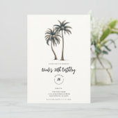 Tropische palmboom rustieke kust verjaardagsfeestj kaart (Staand voorkant)