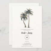 Tropische palmboom rustieke kustbruiloft kaart (Voorkant / Achterkant)
