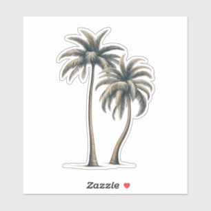 Tropische palmboom rustieke kustbruiloft sticker
