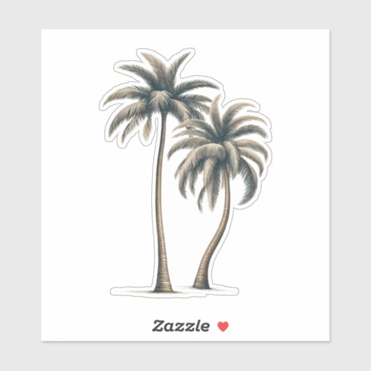 Tropische palmboom rustieke kustbruiloft sticker (Vel)