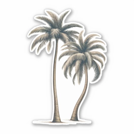 Tropische palmboom rustieke kustbruiloft sticker