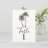 Tropische Palmboom Rustieke Trouwtafel Nummer Kaart (Staand voorkant)