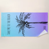 Tropische palmboom silhouet gepersonaliseerd strandlaken (Voorkant)