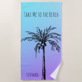 Tropische palmboom silhouet gepersonaliseerd strandlaken (Voorkant)