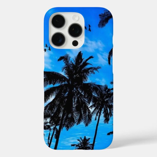 Tropische palmboom silhouet zomer blauw Case-Mate iPhone case (Achterkant)