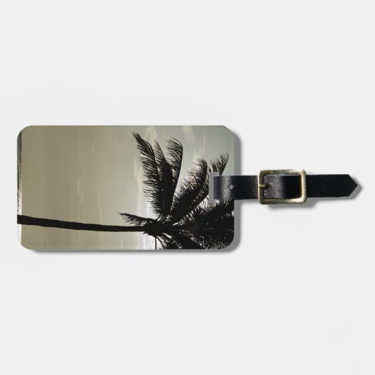 Tropische palmboom Silhouette Bagagelabel (Voorkant horizontaal)