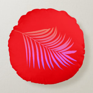 Tropische Palmboom Sinaasappel Roze Kleurrijke Gif Rond Kussen