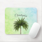 Tropische palmboom Stijlvol groen gemarmerd Muismat (Met muis)