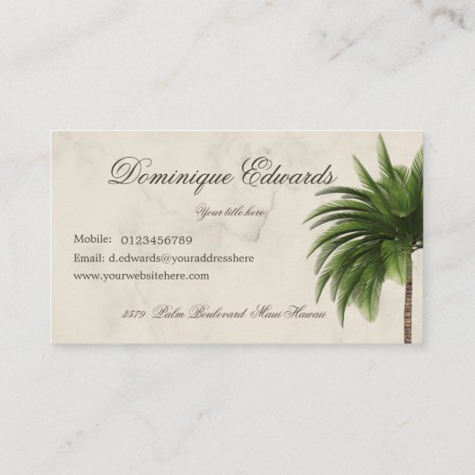 Tropische palmboom Stijlvol, professionele kleuren Visitekaartje (Achterkant)