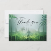 Tropische palmboom stralen groene bestemming bruil bedankkaart (Voorkant)