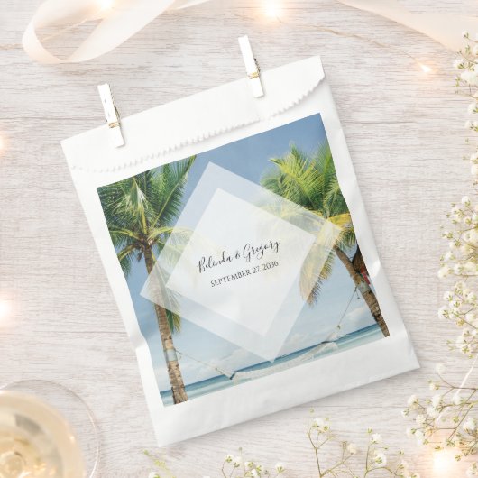 Tropische Palmboom Strand Bruiloft Bedankzakje (Geknipt)
