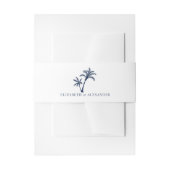 Tropische palmboom strand bruiloft marine blauw uitnodigingen wikkel (Voorkant Voorbeeld)