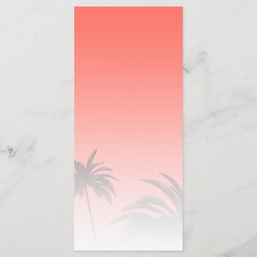 Tropische Palmboom Strand Bruiloft Menu (Achterkant)