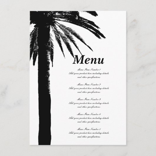 Tropische palmboom strand bruiloft menu sjabloon (Voorkant)