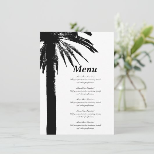 Tropische palmboom strand bruiloft menu sjabloon (Staand voorkant)