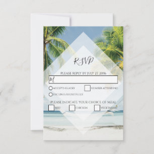 Tropische Palmboom Strand Bruiloft RSVP Kaarten Kaartje