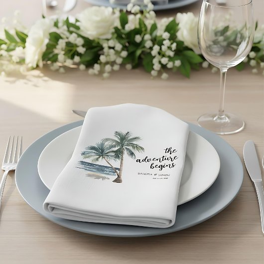 Tropische palmboom strand bruiloft servetten