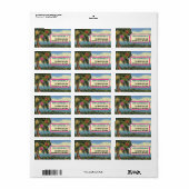 Tropische palmboom + strand kerstadres Label (Full Sheet)