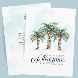 Tropische Palmboom Strand Kerstmis Feestdagenkaart