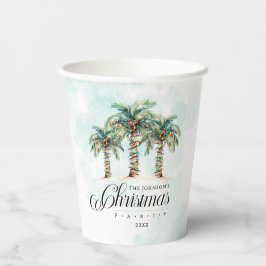 Tropische Palmboom Strand Kerstmis Papieren Bekers