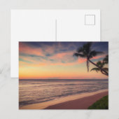 Tropische palmboom strand op Sunset Post Kaart (Voorkant / Achterkant)