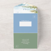 Tropische Palmboom Strand QR Code Oceaan Locatie All In One Uitnodiging (Buitenkant)