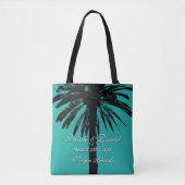 Tropische palmboom strandbruiloft bestemmingsbrij tote bag (Voorkant)