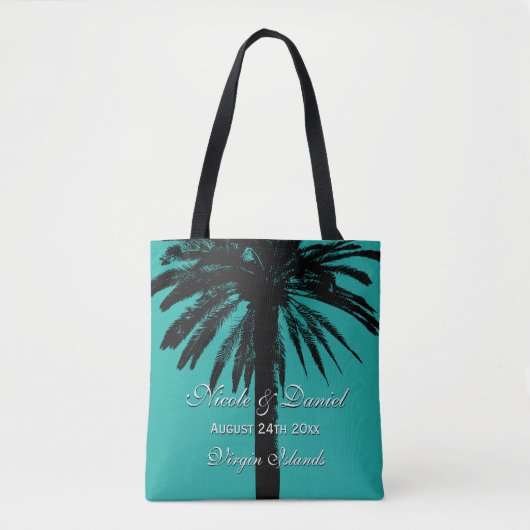Tropische palmboom strandbruiloft bestemmingsbrij tote bag (Voorkant)
