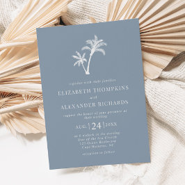 Tropische palmboom Stusty Blue Beach Wedding Kaart