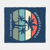 Tropische palmboom Sunset Custom Blue Beach House Fleece Deken (Voorkant (Horizontaal))