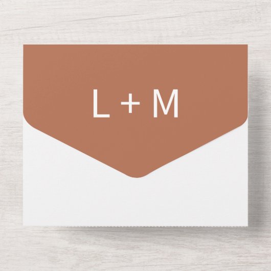 Tropische palmboom terracotta QR code bruiloft All In One Uitnodiging (Achterkant)