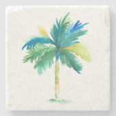 Tropische palmboom, Tiki Bar Stenen Onderzetter (Voorkant)
