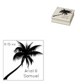 Tropische palmboom trouwdatum rubberstempel (Gestempeld)